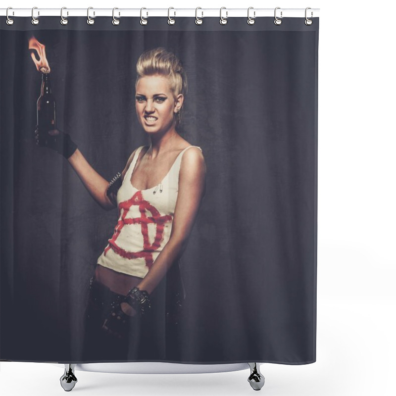 Personality  Punk Girl With A Molotov Cocktail Shower Curtains