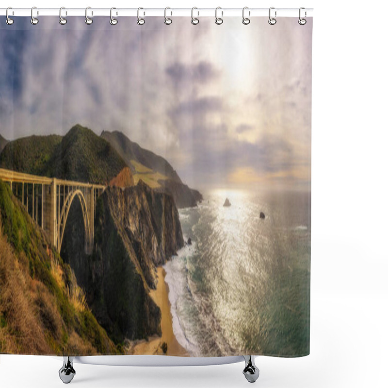 Personality  Bixby Bridge And Pacific Coast Highway Shower Curtains