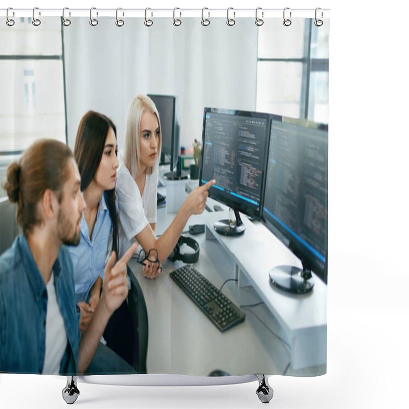 Personality  IT Office. People Working At Open Workplace Shower Curtains