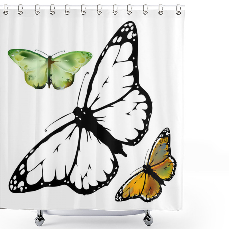 Personality  Set Monarch Butterfly With Open Wings Shower Curtains