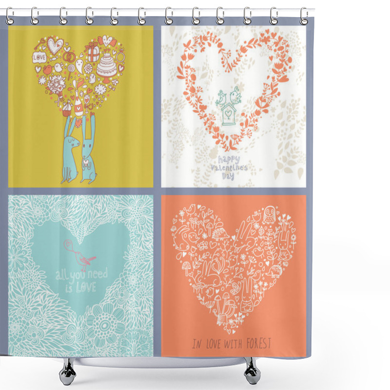 Personality  Four Romantic Backgrounds Made Of Flowers Shower Curtains