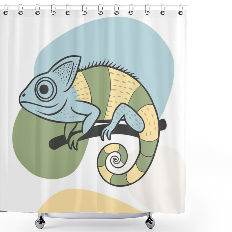 Personality  Swirled Pattern Chameleon Clipart Shower Curtains