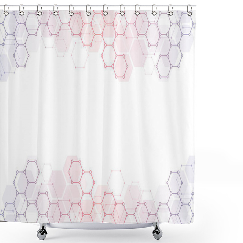 Personality  Molecular Structure And Chemical Elements. Abstract Molecules Background. Science And Digital Technology Concept. Vector Illustration For Scientific Or Technological Design. Shower Curtains