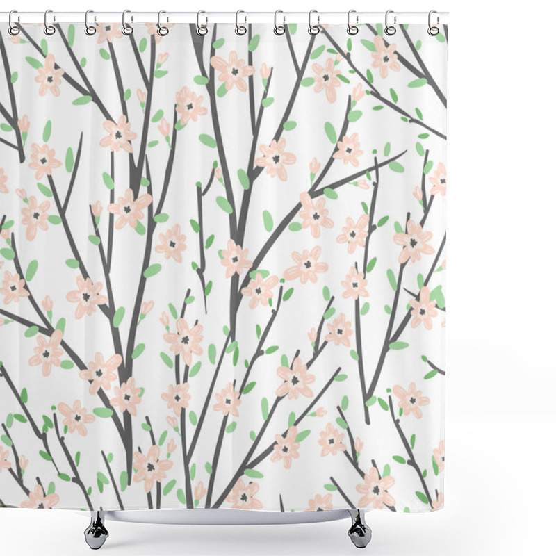 Personality  Vector Floral Pattern With Flowers And Branches. Shower Curtains