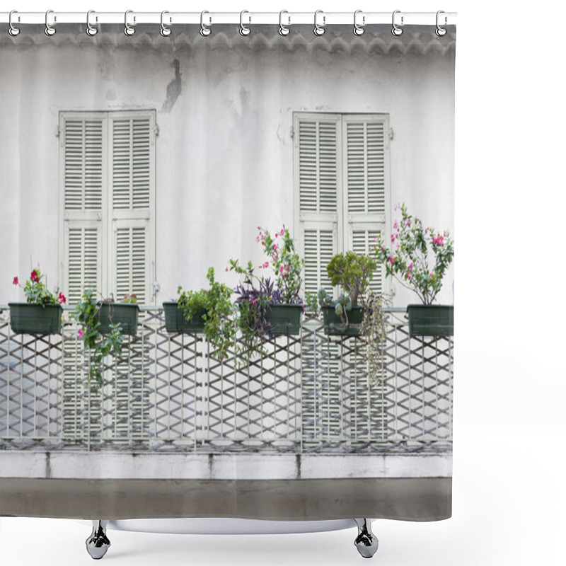 Personality  French Balcony With Shutters Shower Curtains