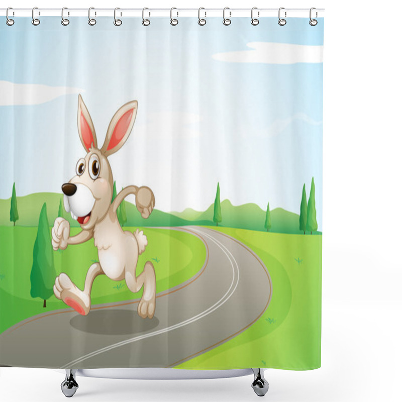 Personality  A Running Rabbit At The Road Shower Curtains