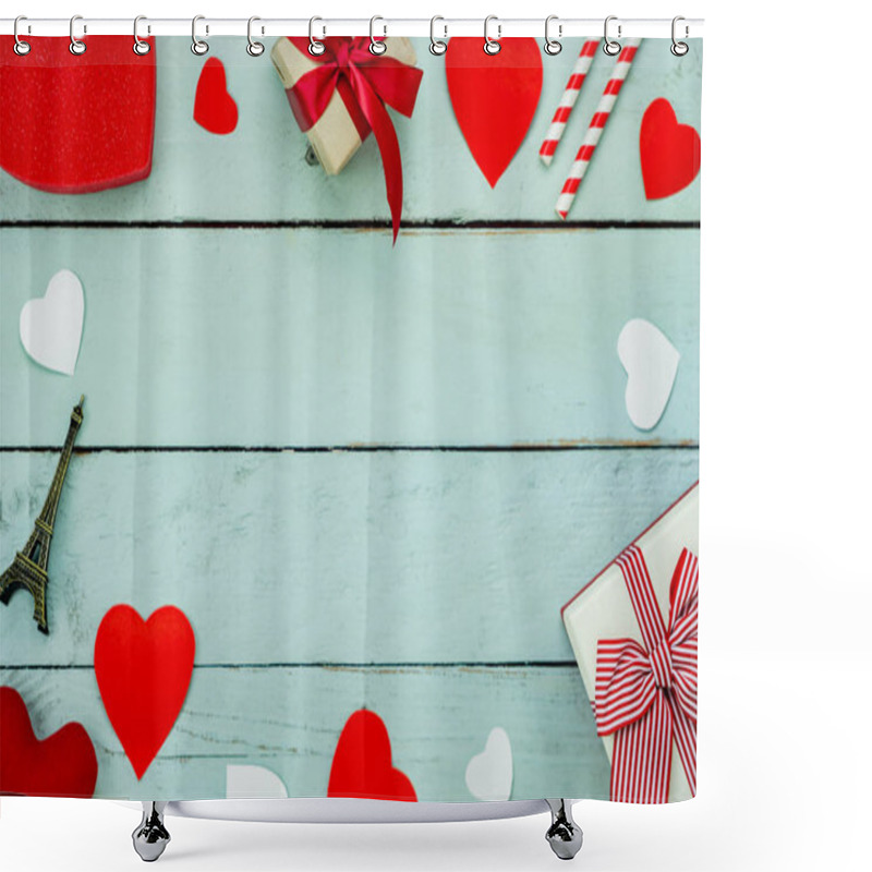 Personality  Table Top View Aerial Image Of Decorations Valentine's Day Shower Curtains