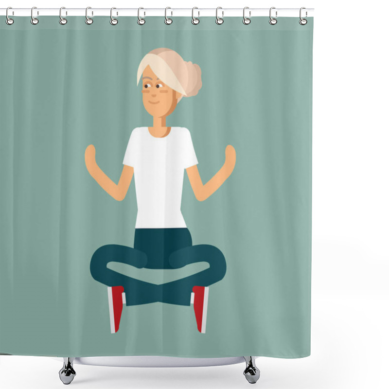 Personality  Beautiful Woman Sitting In Poses Of Yoga. Shower Curtains