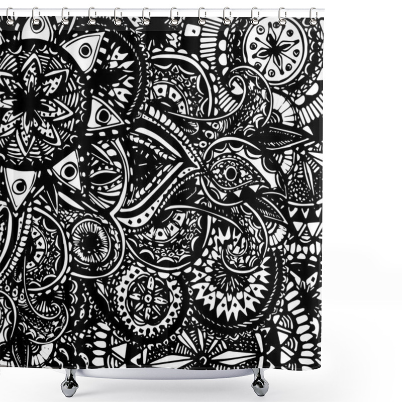 Personality  Black And White Ornate Hand Drawn Shower Curtains