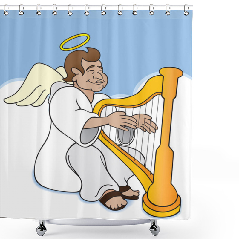 Personality  Angel Playing Harp Shower Curtains