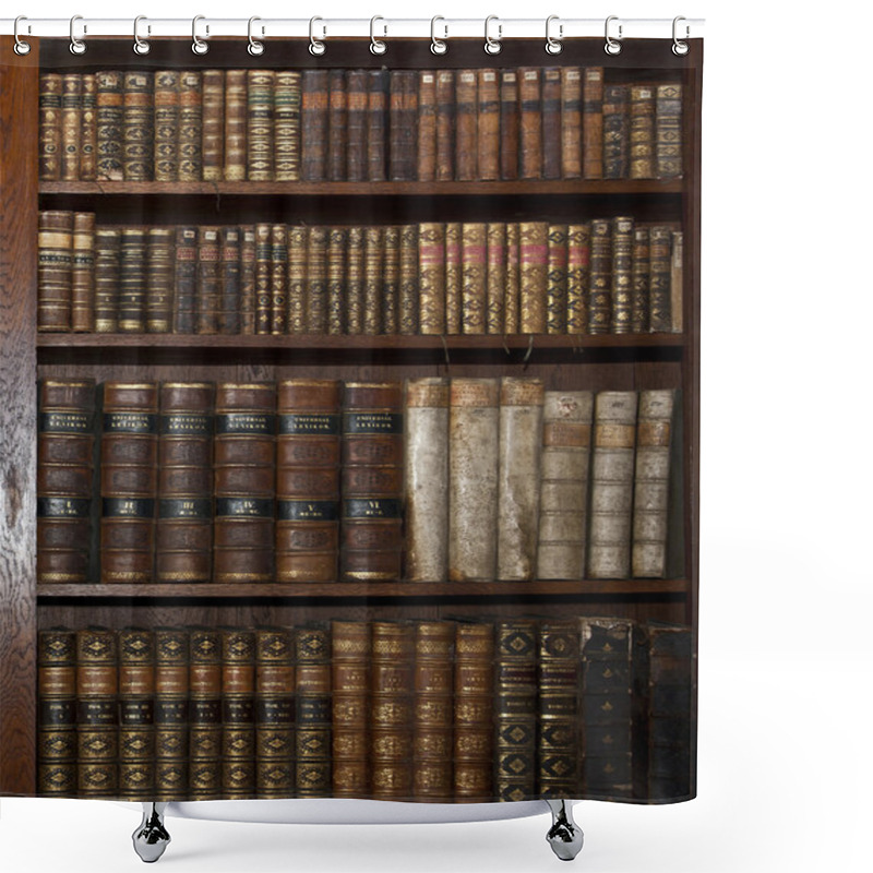 Personality  Historic Old Books In A Old Library Shower Curtains