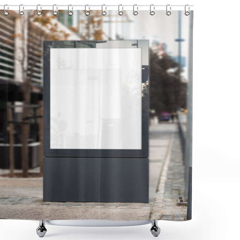 Personality  Modern Blank Advertising Display (mupi) On A Lisbon Street. The Empty Screen, Set Against An Urban Backdrop, Is Perfect For Creative Designs, Mockups, Or Promotional Campaigns In Outdoor Spaces. Shower Curtains