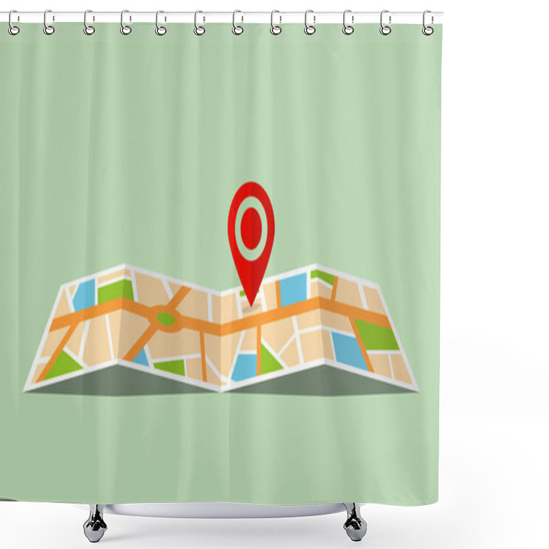 Personality  Map With Location Pin, Vector Illustration Shower Curtains