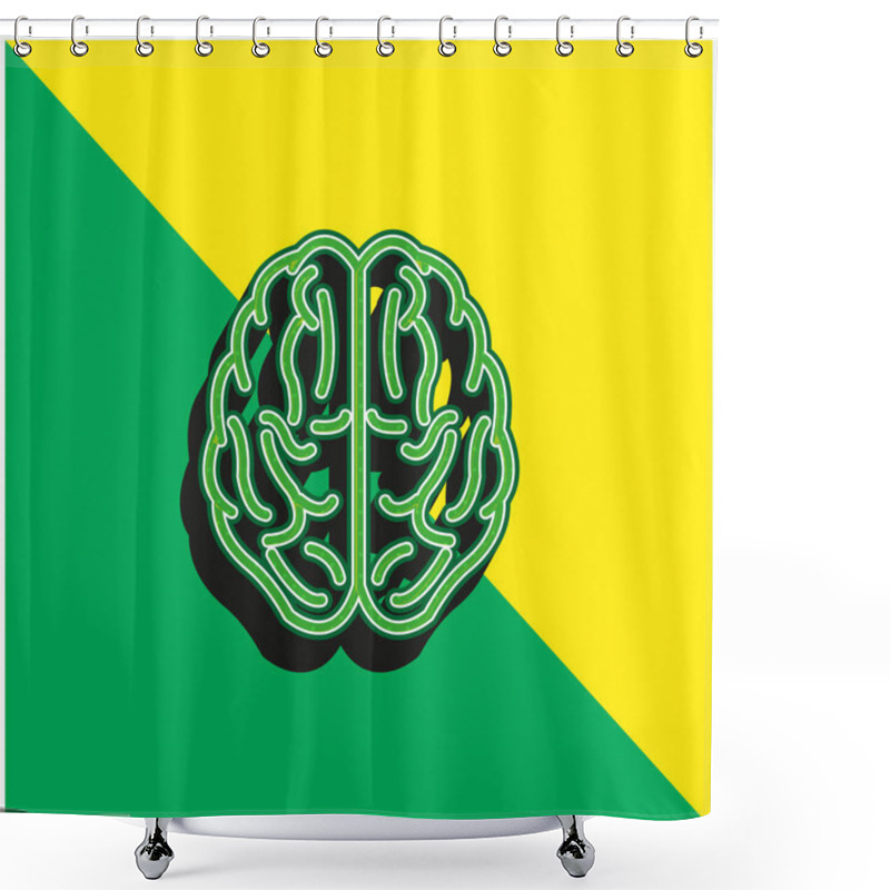 Personality  Brain Upper View Outline Green And Yellow Modern 3d Vector Icon Logo Shower Curtains