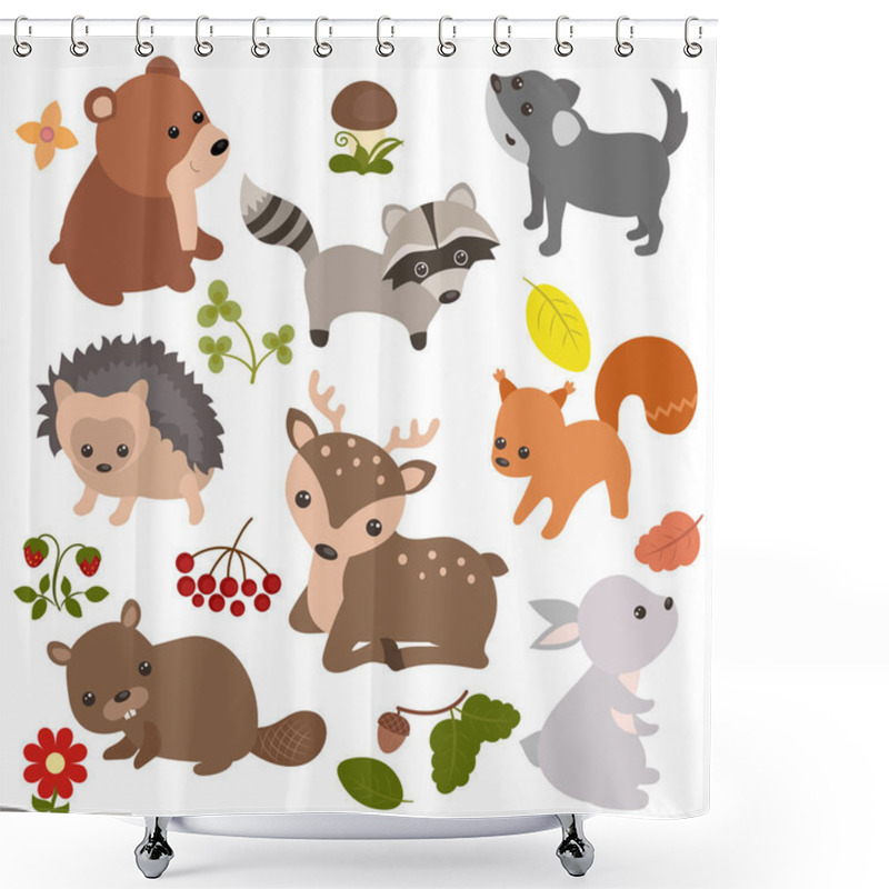 Personality  Forest Animals Set. Shower Curtains