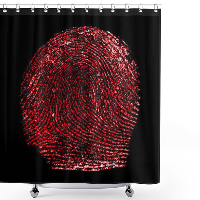 Personality  Red Fingerprint On Black Background Shower Curtains