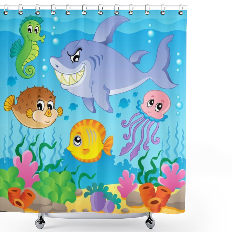 Personality  Image With Undersea Theme 3 Shower Curtains