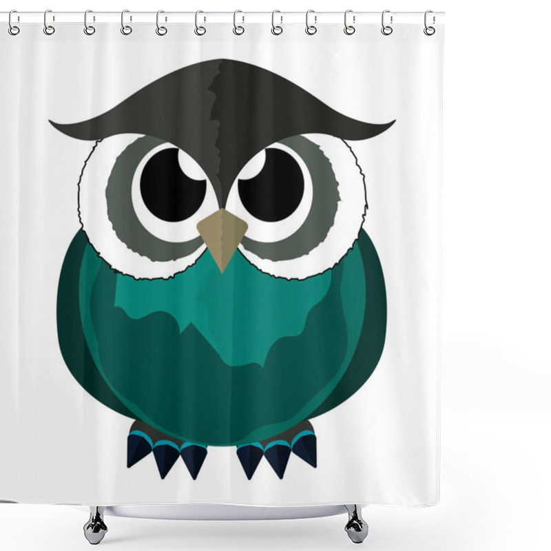 Personality  Owl In A Cartoon Style. Vector Image. Shower Curtains