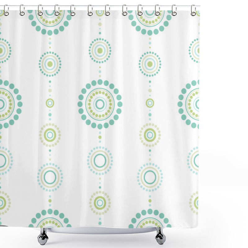 Personality  Seamless Abstract Pattern Of Circles And Dots Of Green And Turquoise Colors. Kaleidoscope Background. Decorative Wallpaper, Good For Printing. Vector Illustration. Ethnic Style Shower Curtains