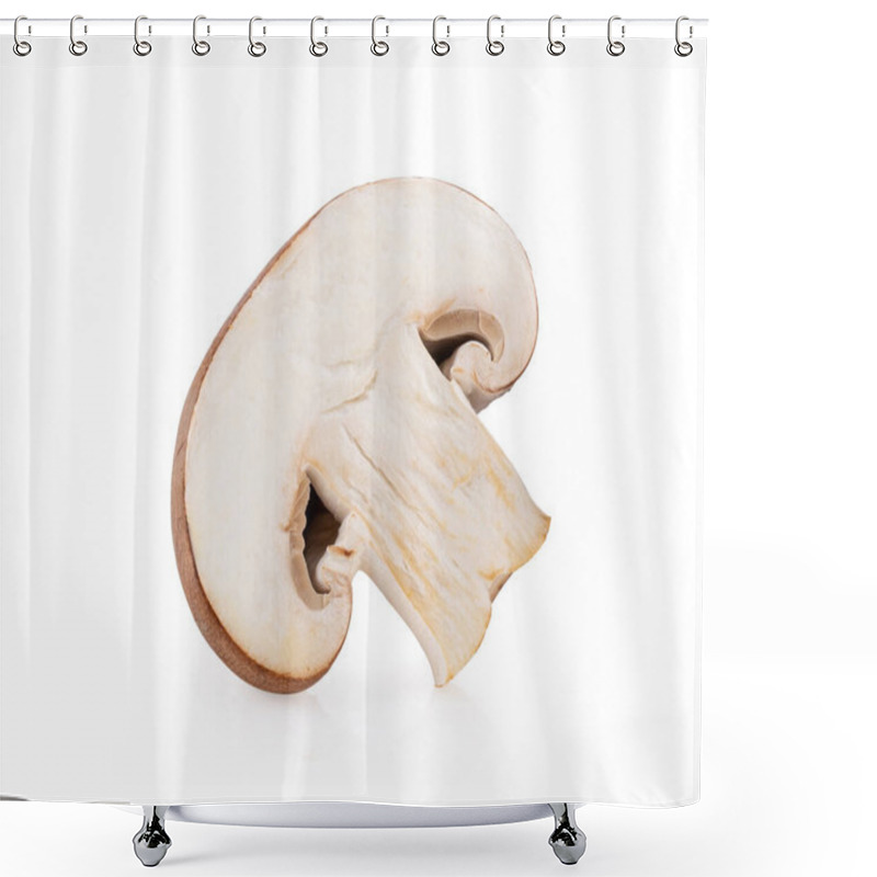 Personality  Champignon Mushroom Isolated On White Background Shower Curtains