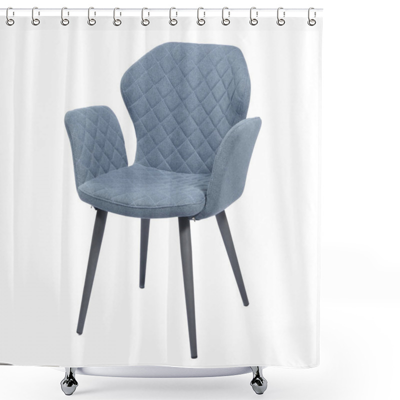 Personality  Blue Chair Isolated On White Background Shower Curtains