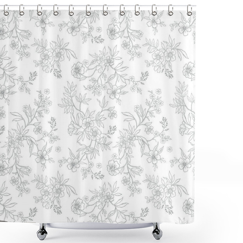 Personality  Vector Seamless Pattern With Flowers Shower Curtains