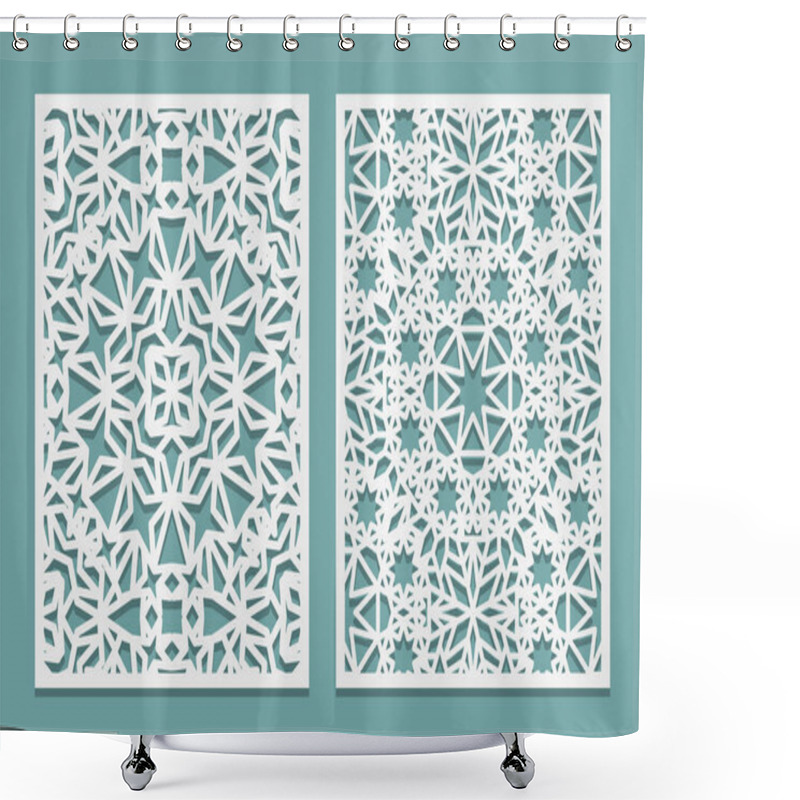 Personality  Laser Cutting Set Islamic Style. Woodcut Trellis Panel. Plywood Laser Cut Eastern Design. Pattern For Printing, Engraving, Paper Cutting. Stencil Lattice Ornament. Shower Curtains