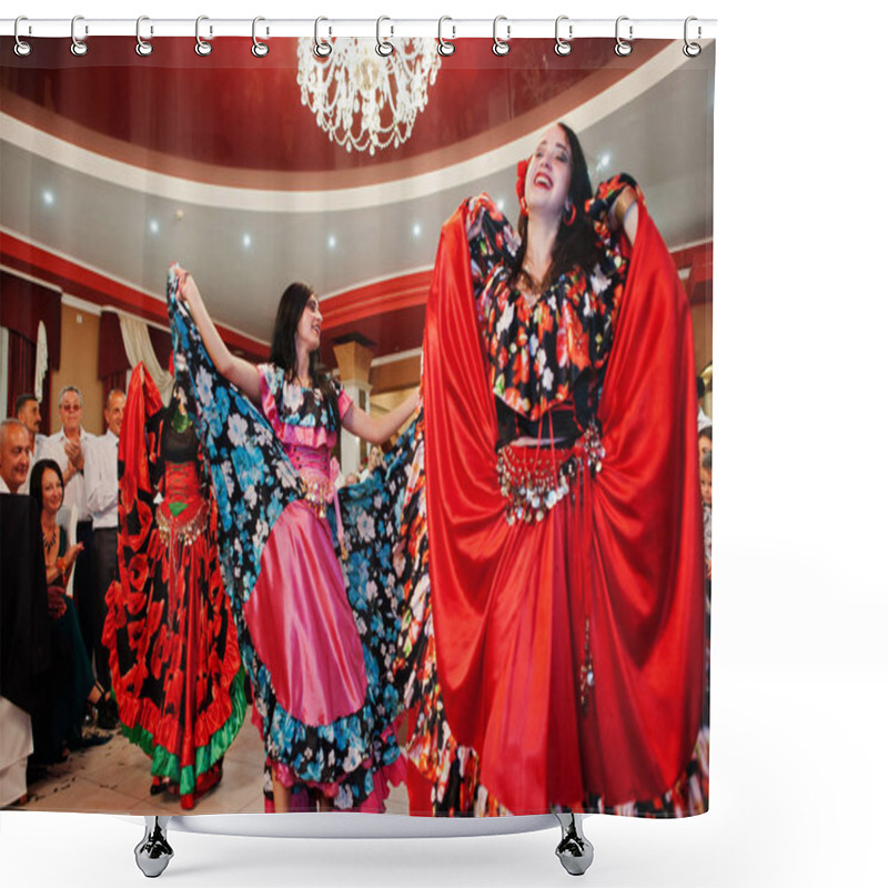 Personality  Zalishchyky, Ukraine- August 28, 2016: Gypsies Dancing And Singi Shower Curtains