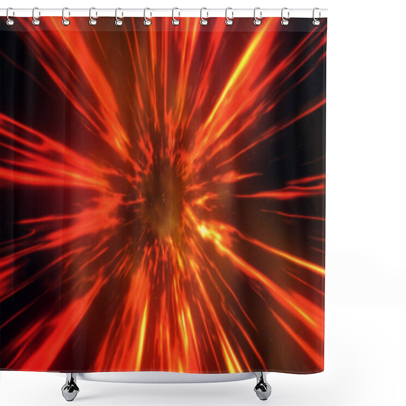 Personality  3d Illustration With Wormhole Interstellar Travel Through A Fire Force Field With Galaxies And Stars, For A Space-time Continuum Background Shower Curtains