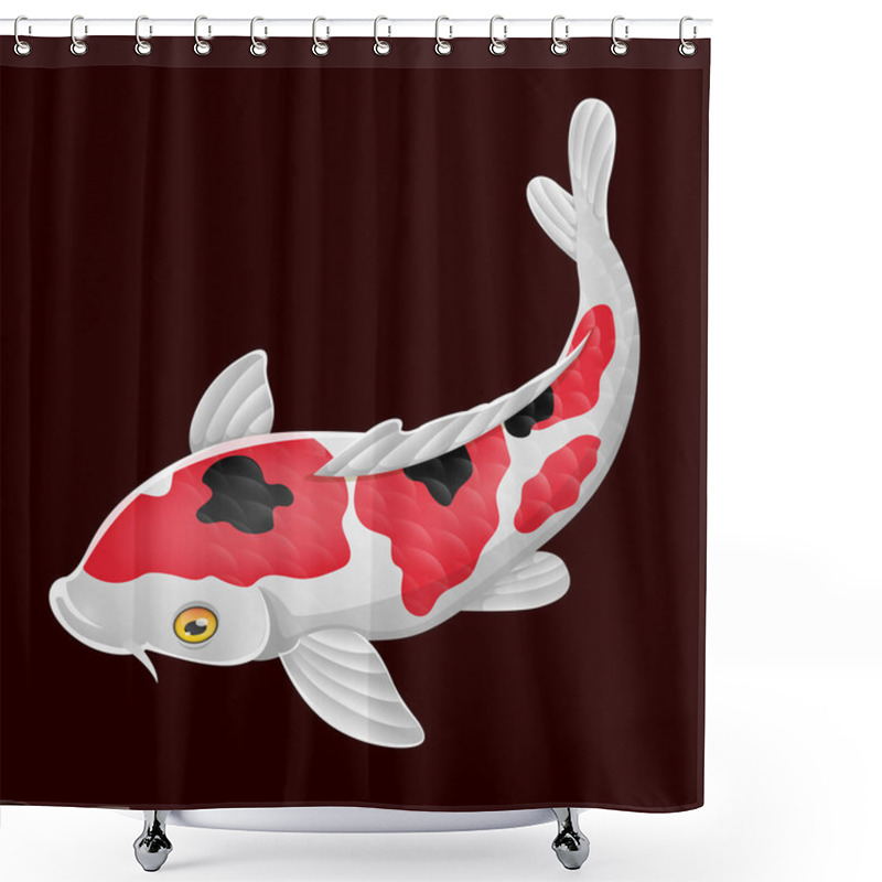 Personality  Vector Illustration Of Cartoon Cute Koi Fish On Red Background Shower Curtains