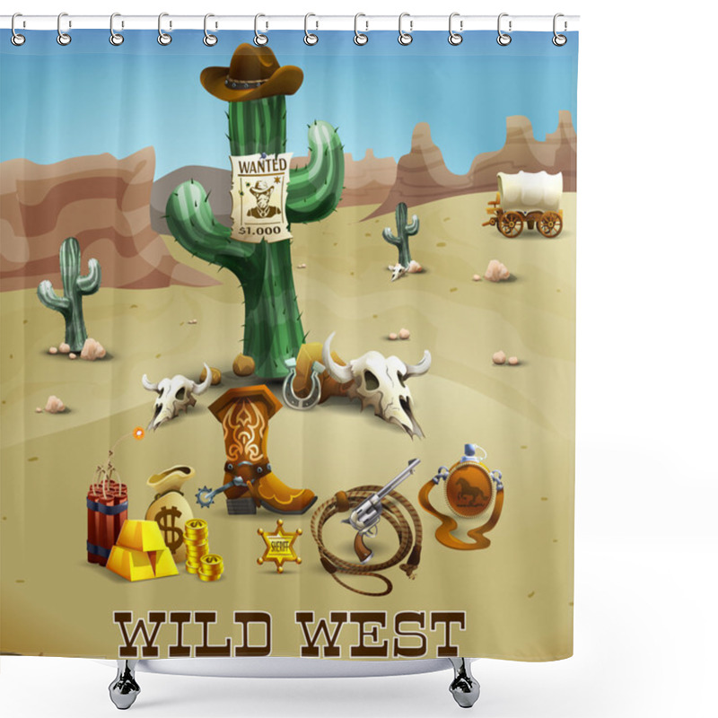 Personality  Wild West Background Illustration Shower Curtains