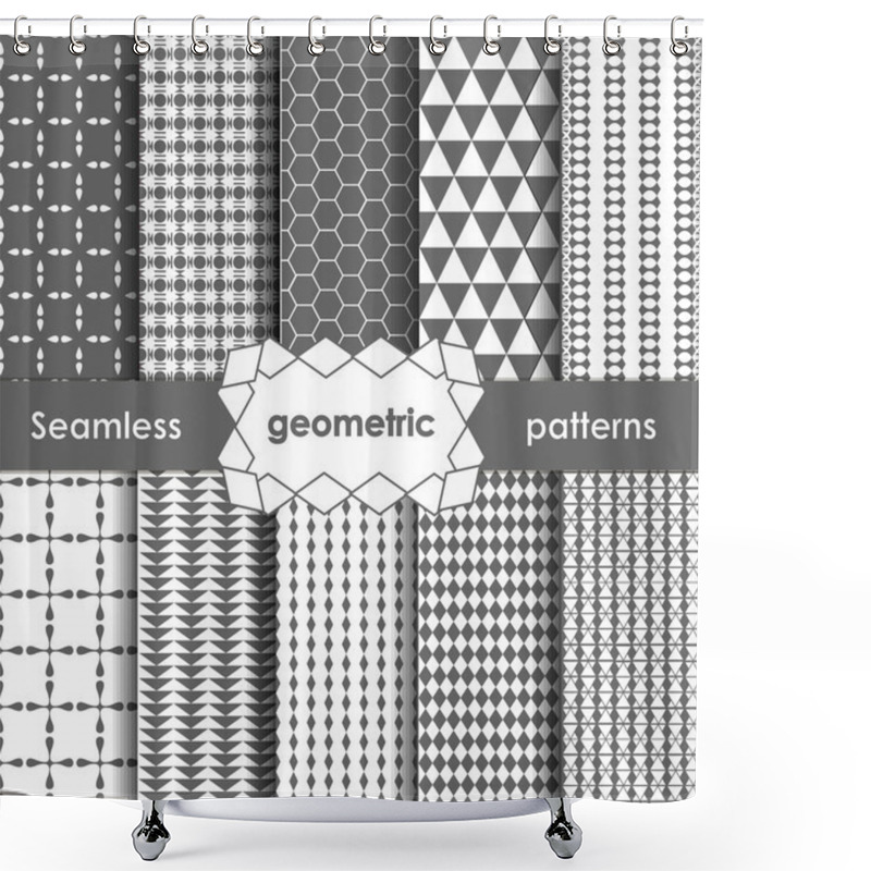 Personality  Vector Geometric Grey Seamless Patterns Set.  Shower Curtains