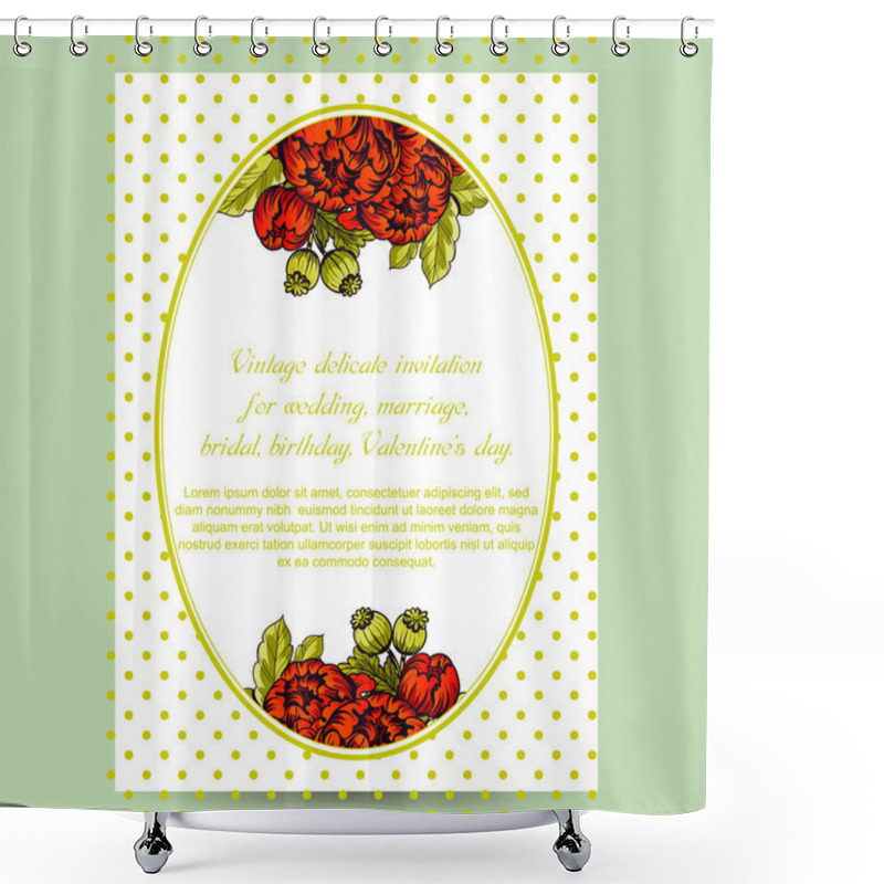 Personality  Delicate Invitation With Flowers For Wedding Shower Curtains