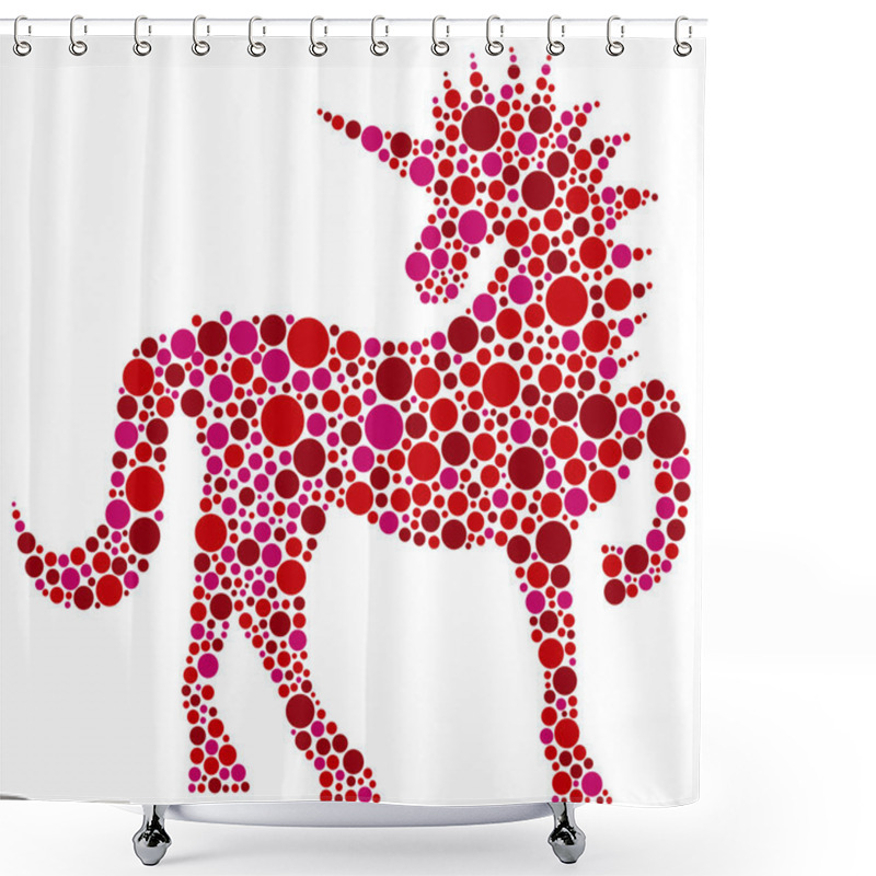 Personality  Unicorn Pink Polka Dots Illustration Shower Curtains