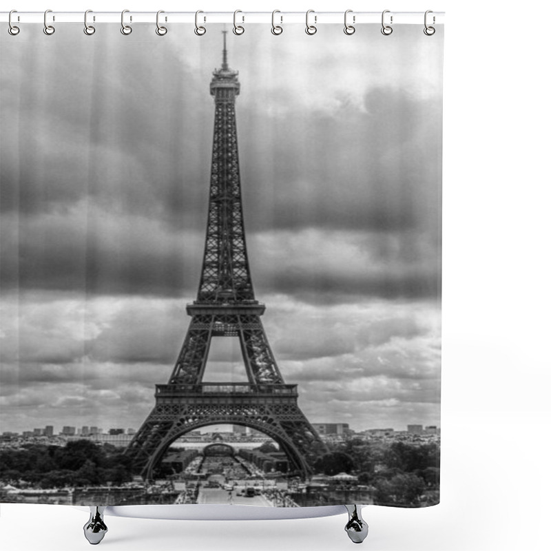 Personality  Stunning Black And White Photo Capturing The Iconic Eiffel Tower From Trocadero, Paris, France. Shower Curtains