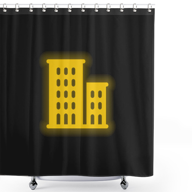 Personality  Apartments Yellow Glowing Neon Icon Shower Curtains