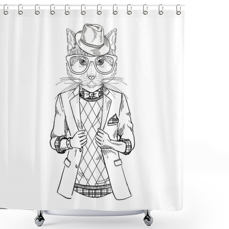 Personality  Dressed Up Cat Shower Curtains