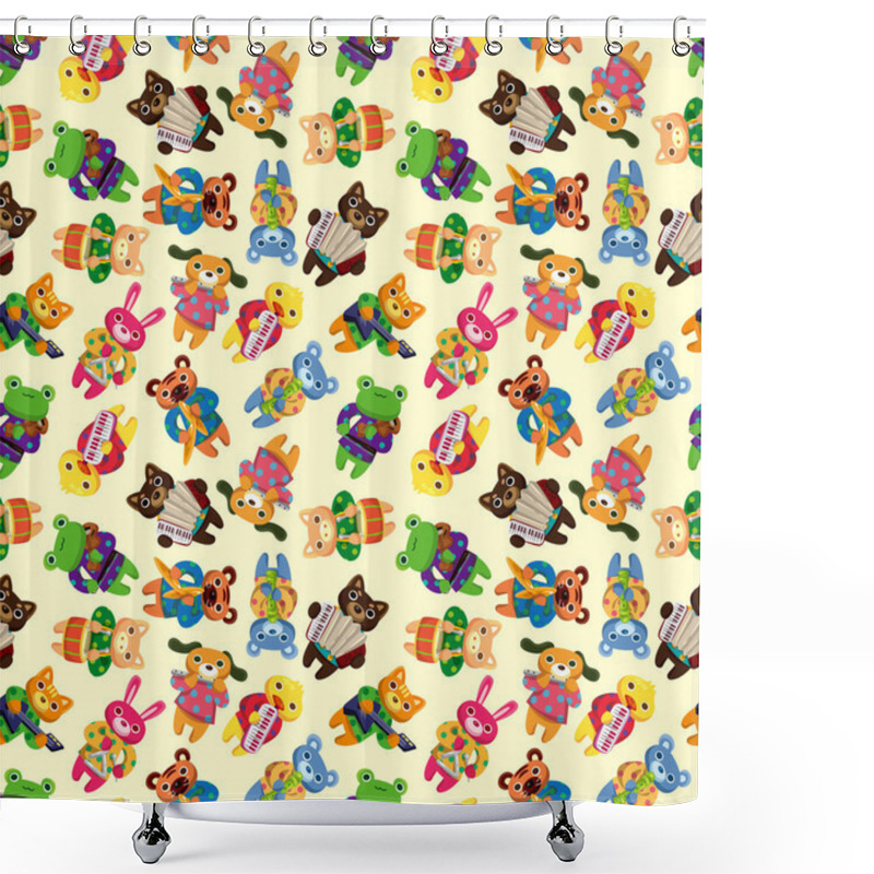 Personality  Animal Play Music Seamless Pattern Shower Curtains