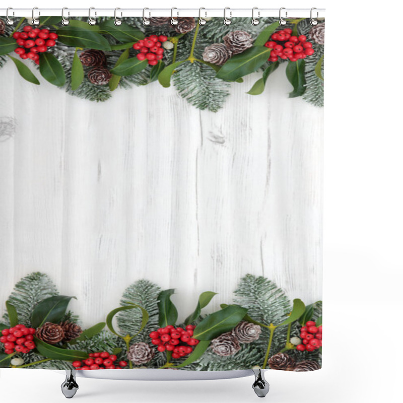 Personality  Winter Floral Border Shower Curtains