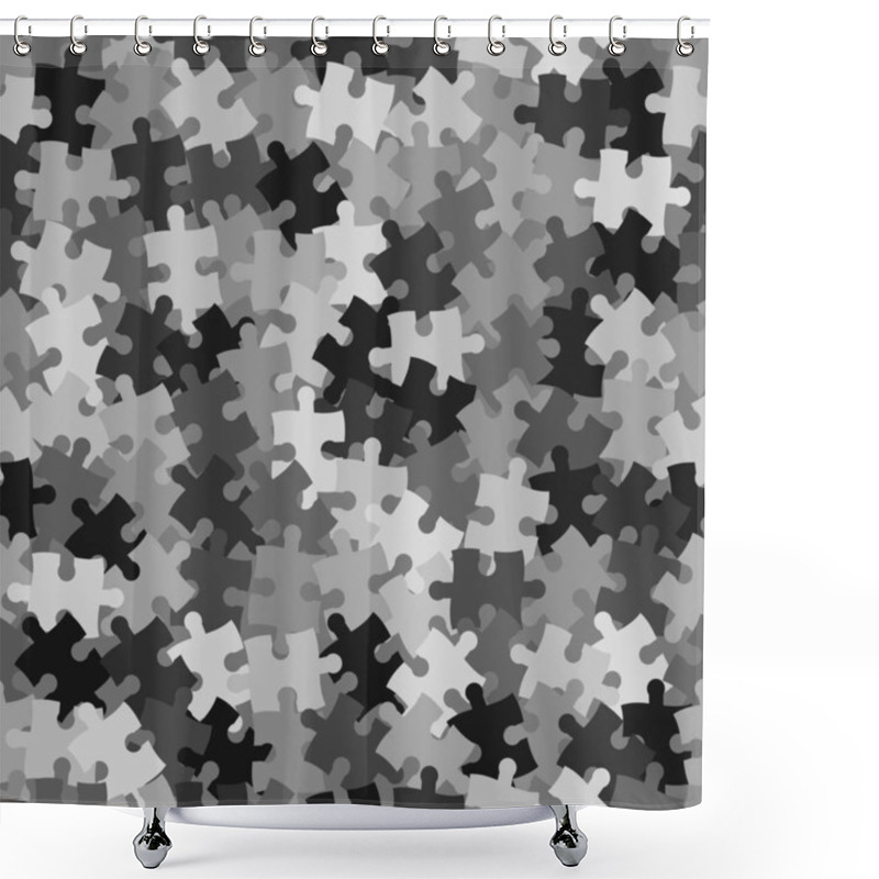 Personality  Texture Of Mixed Puzzle Shapes Camouflage Imitation Seamless Pattern. Abstract Vector Illustration. Modern Stylish Ornament Texture For Wrapping Paper, Carpet, Bathroom Tiles Or Clothing Textile Print Shower Curtains