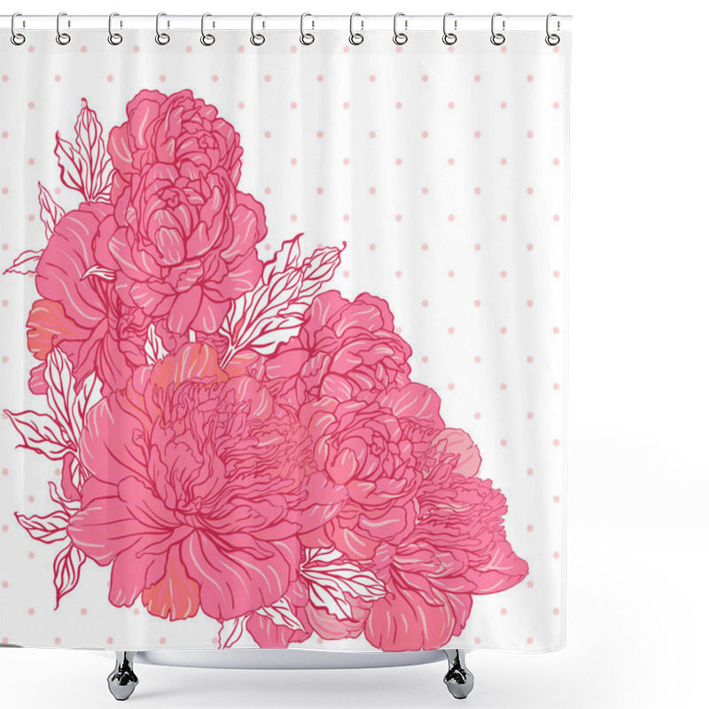 Personality  Beautiful Peony Bouquet Design Shower Curtains