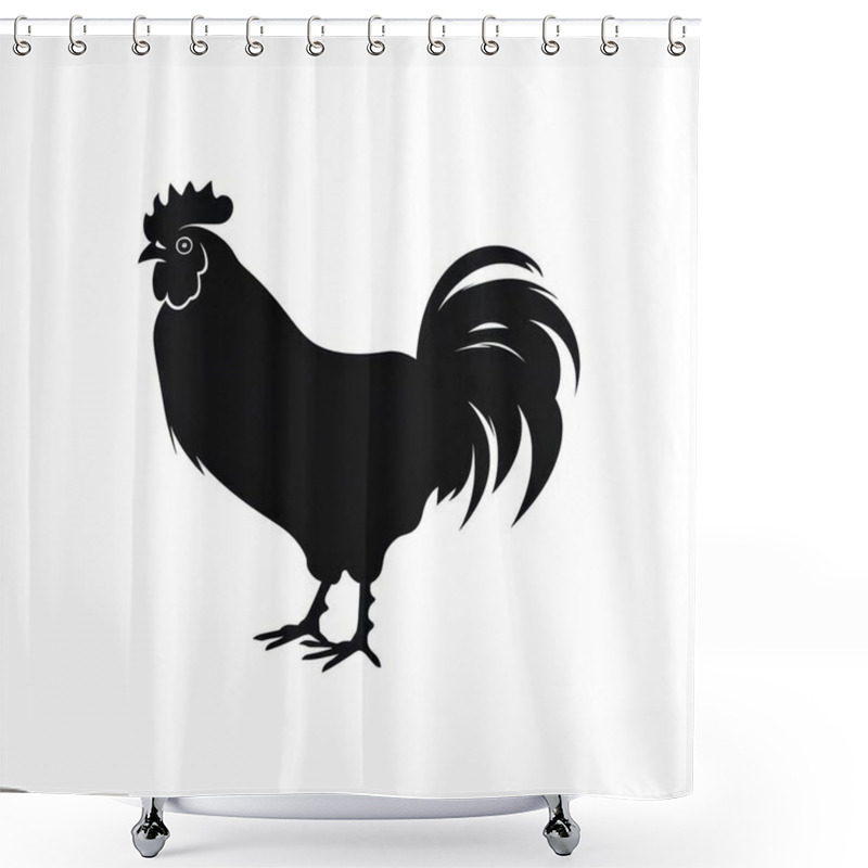 Personality  A Striking Silhouette Of A Rooster Showcasing Its Distinctive Features And Proud Stance. Shower Curtains