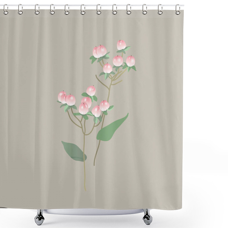 Personality  Hypericum Pink. Floral Berries. Botanical Illustration. Plants For Bouquets. Branch With Berries. Shower Curtains