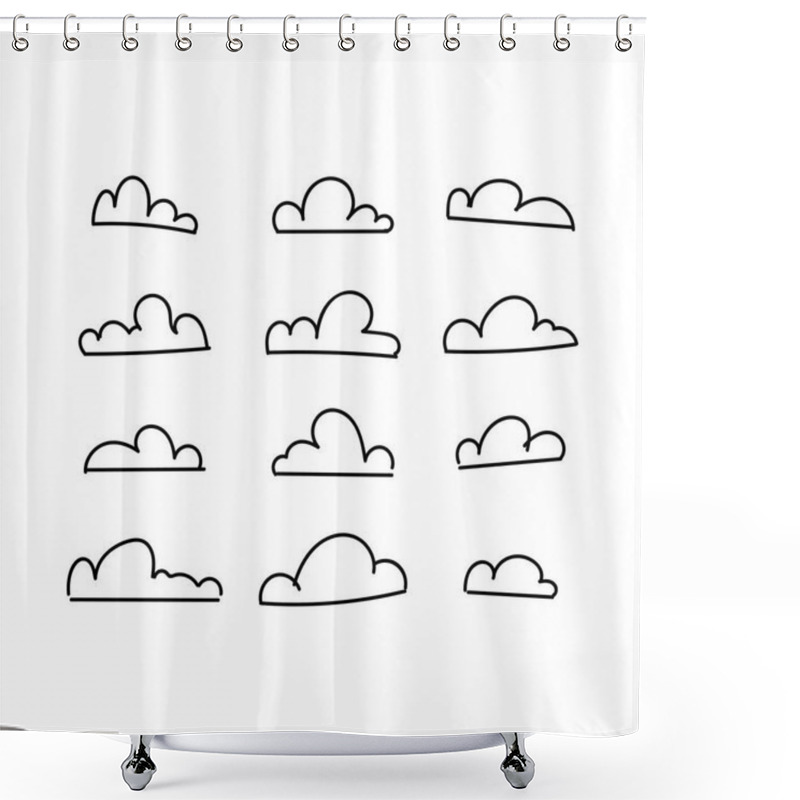 Personality  Vector Lines Sky Clouds Drawn Pencil Simple Hands. Shower Curtains