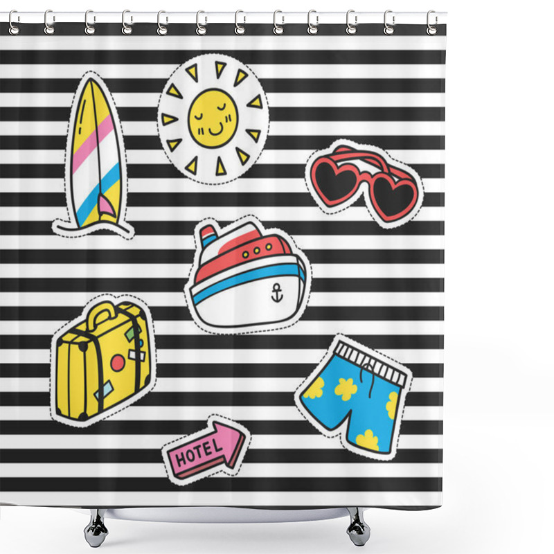 Personality  Cute Cartoon Patch Collection Shower Curtains