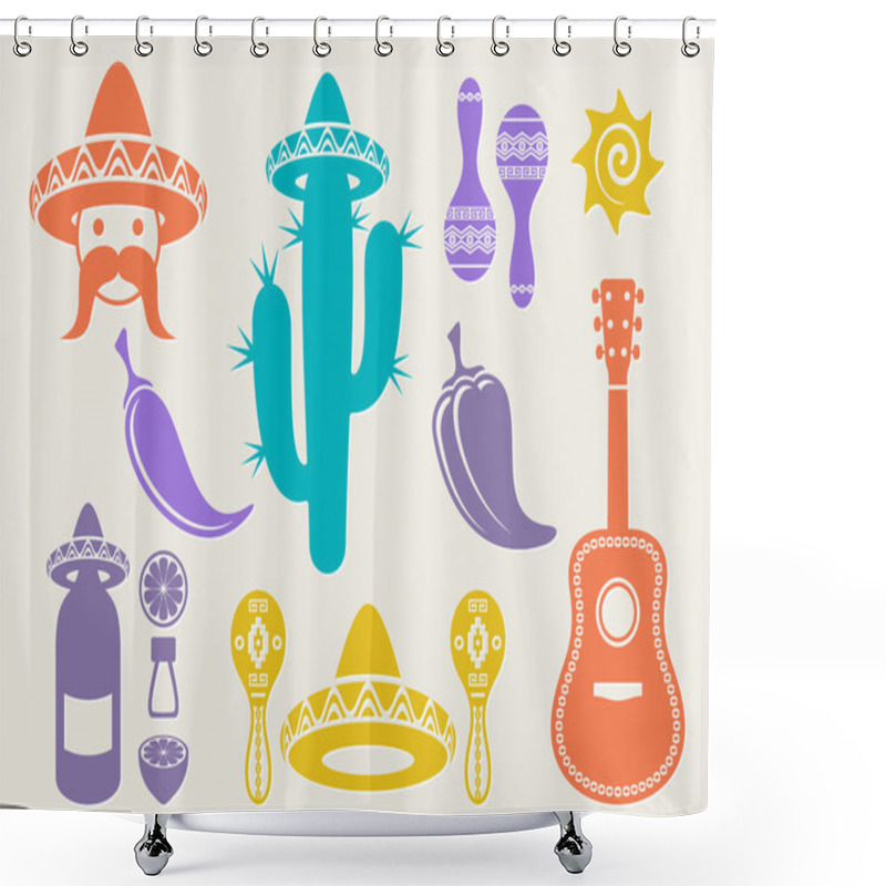 Personality  Mexico Silhouette Icons  Shower Curtains