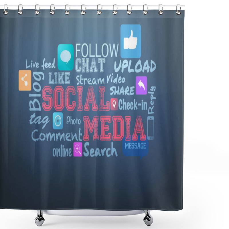 Personality  Modern Life Online. Concept Shot Of Modern Social Media. Shower Curtains