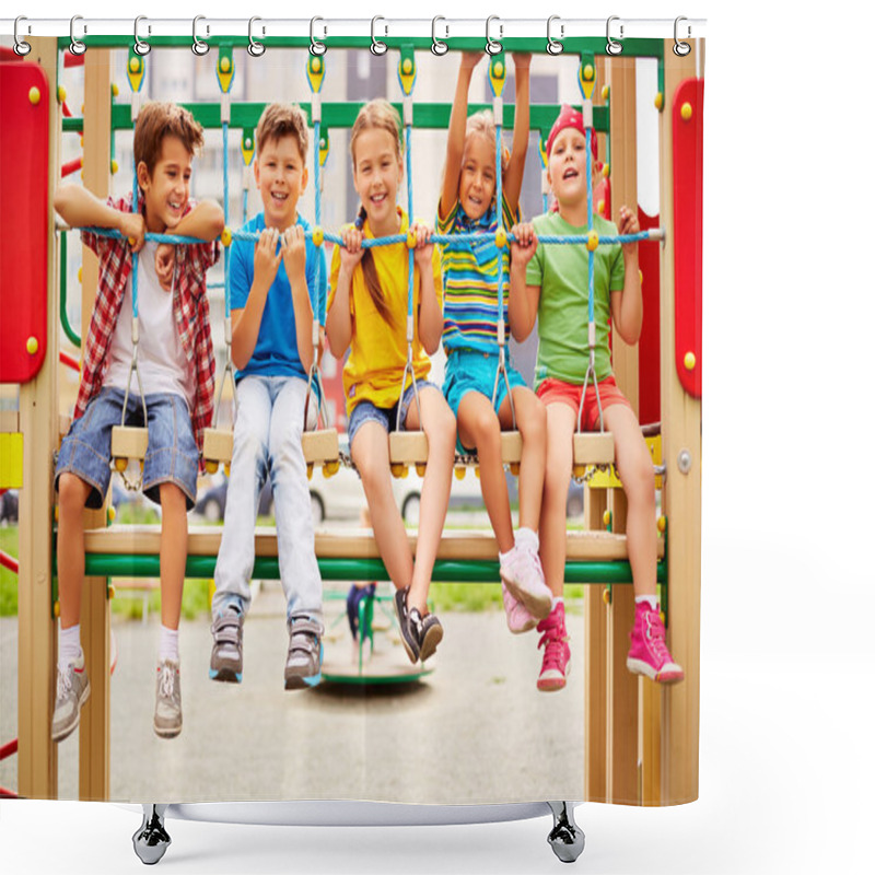 Personality  Kids On Swing Shower Curtains