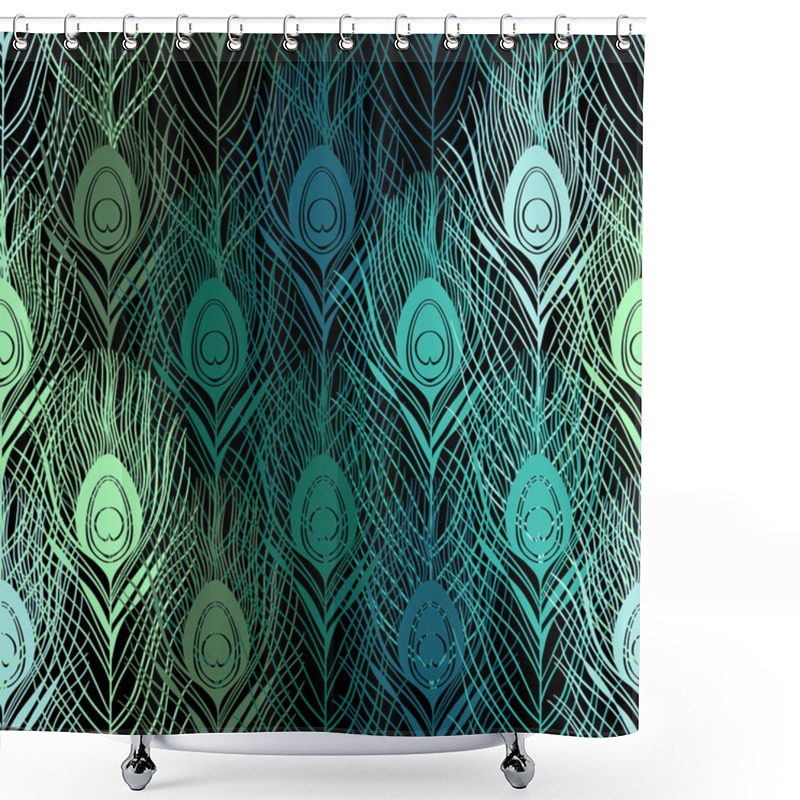 Personality  Seamless Pattern With Peacock Feathers Shower Curtains