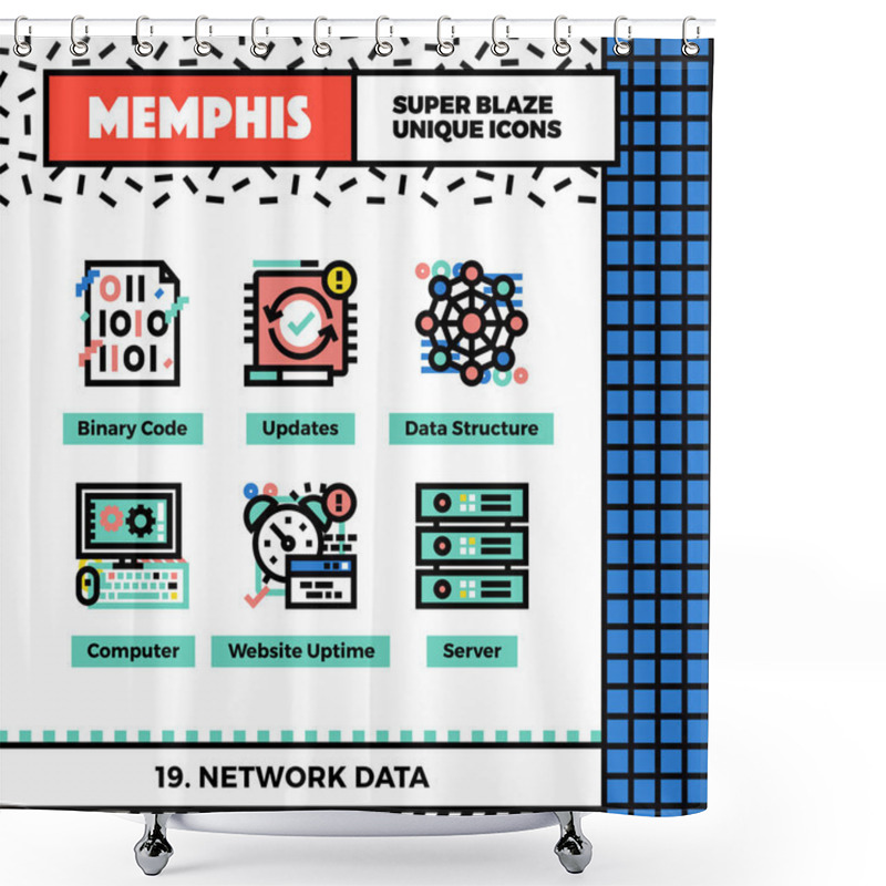 Personality  Network Data Neo Memphis Icons Shower Curtains